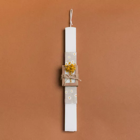 Πασχαλινή Λαμπάδα Beauty Home Σαπουνάκι με Αποξηραμένα Κίτρινο Πλακέ Λευκό