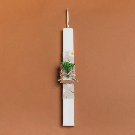 Πασχαλινή Λαμπάδα Beauty Home Σαπουνάκι με Αποξηραμένα Πράσινο Πλακέ Λευκό