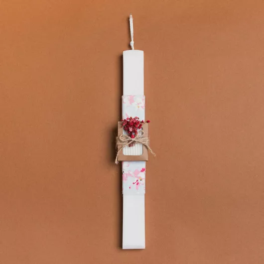 Πασχαλινή Λαμπάδα Beauty Home Σαπουνάκι με Αποξηραμένα Φούξια Πλακέ Λευκό