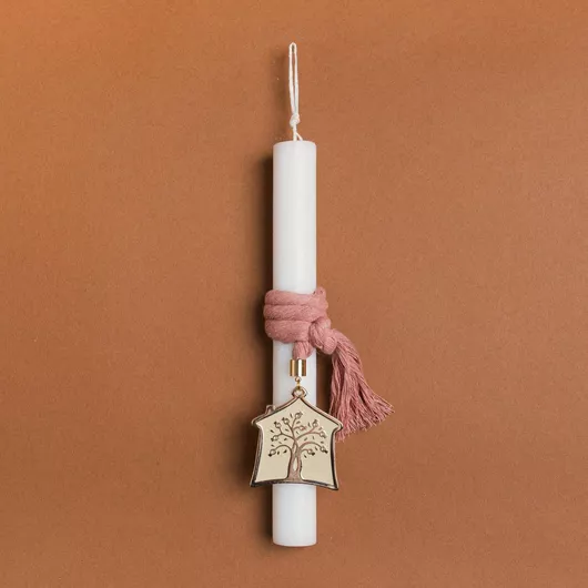 Πασχαλινή Λαμπάδα Beauty Home Σπίτι Σμάλτο Σάπιο Μήλο Στρογγυλό Λευκό