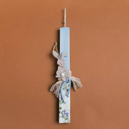 Πασχαλινή Λαμπάδα Beauty Home Τσόχινος Λαγός Πλακέ Μπλε