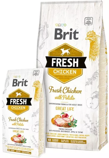 Ξηρά Τροφή Brit Fresh Chicken Adult Great Life 2.5kg για Ενήλικους Σκύλους με Κοτόπουλο & Πατάτα