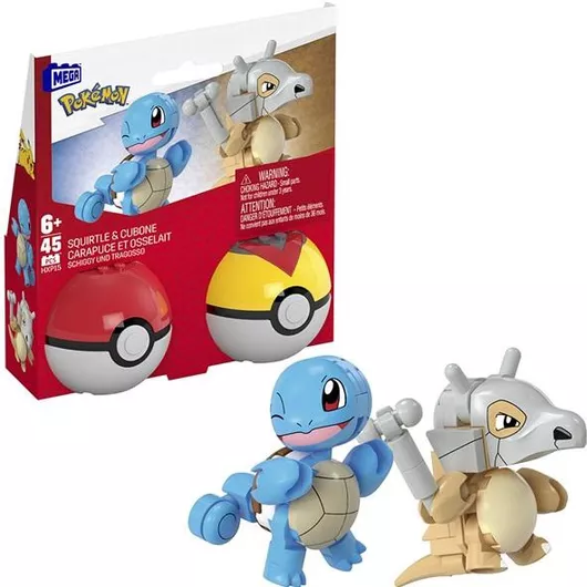 Τουβλάκια Mattel Mega Pokemon Pokeball Squirtle & Cubone για 6+ Ετών Σετ 45τμχ