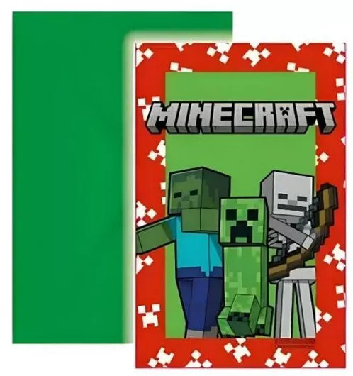Προσκλήσεις Party Minecraft TNT 14x9cm Σετ 6τμχ