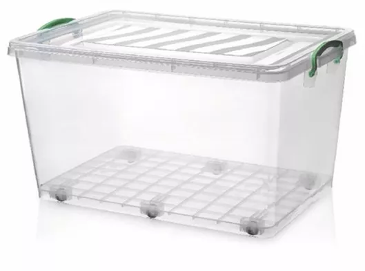 Κουτί Αποθήκευσης Πλαστικό με Καπάκι με Ρόδες 50lt 61x40x32.5cm Διάφανο