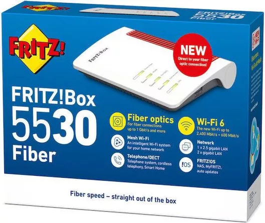 Ασύρματο Router AVM FRITZ Box 5530 Fiber AON + GPON v1 Wi‑Fi 6 με 2 Θύρες Gigabit Ethernet