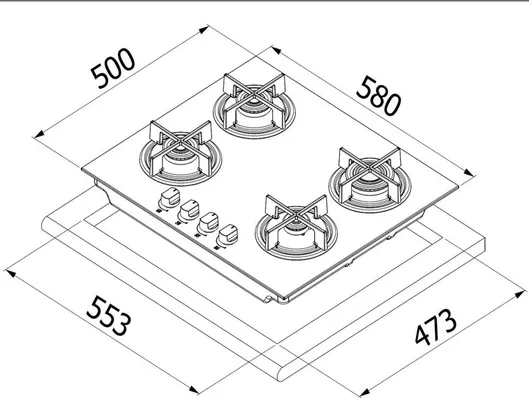 Εστία Κουζίνας La Germania P66 4L LAG VT Φυσικού Αερίου Αυτόνομη 58x50cm