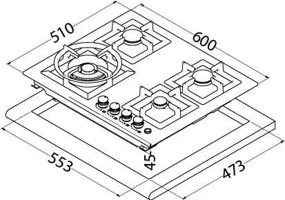Εστία Κουζίνας La Germania P65 4L LAG X GPL Υγραερίου Αυτόνομη Inox 58x50cm Ασημί