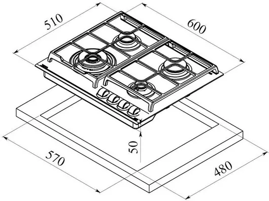 La Germania P64 4L LAG SF VT GPL Εστία Υγραερίου Αυτόνομη 60x51εκ.
