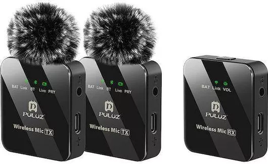 Σετ Ασύρματο Μικρόφωνο Puluz 2 TX + 1 RX Πέτου για Φωνητικά