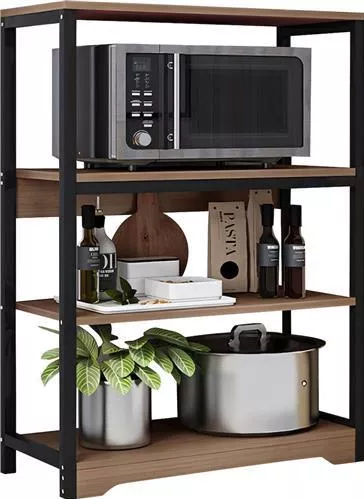 Ραφιέρα Κουζίνας ArteLibre Warlus MDF/Μέταλλο 60x30x100cm Καφέ Σκούρο/Μαύρο