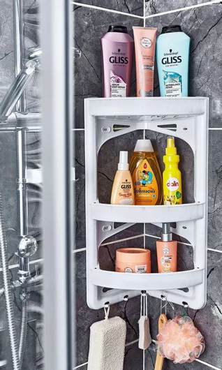 Ραφιέρα Μπάνιου Viosarp Γωνιακή Πλαστική με 3 Ράφια Λευκό