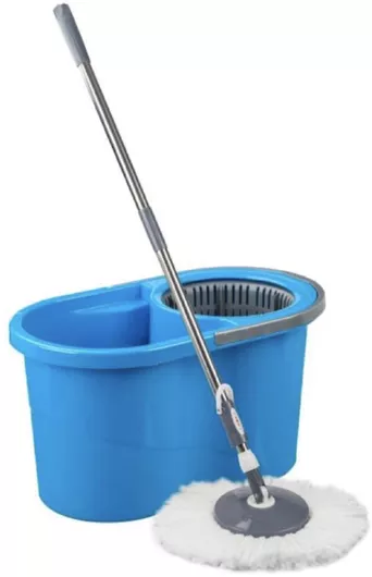 Κουβάς Σφουγγαρίσματος Viosarp Πλαστικός Περιστρεφόμενος με Σφουγγαρίστρα & Κοντάρι Μπλε