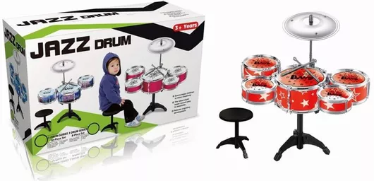 Μουσικό Παιχνίδι Martin Toys Σετ Ντραμς 5τμχ Κόκκινο με Σκαμπό για 3+ Ετών