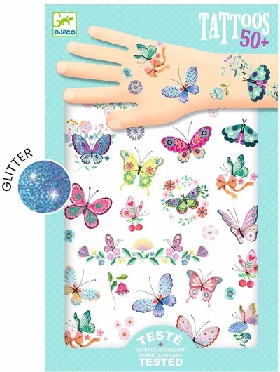 Παιδικά Τατουάζ Djeco Πεταλούδες με Γκλίτερ για 3+ Ετών 