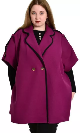 Potre Γυναικείο Ματζέντα Παλτό με Κουμπιά