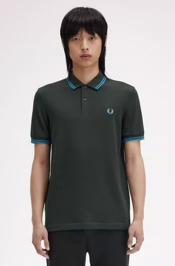 Fred Perry Polo Μπλούζα Night Green, Runaway Bay Ocean