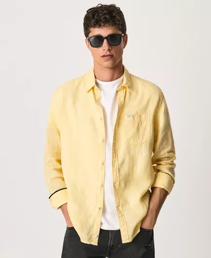 Pepe Jeans Μακρυμάνικo Τζιν Πουκάμισο Κίτρινο