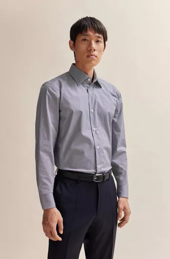 Hugo Boss Μακρυμάνικo Πουκάμισο σε Στενή Γραμμή μπλε