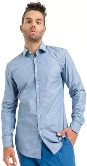 Hugo Boss Μακρυμάνικo Βαμβακερό Πουκάμισο Medium Blue