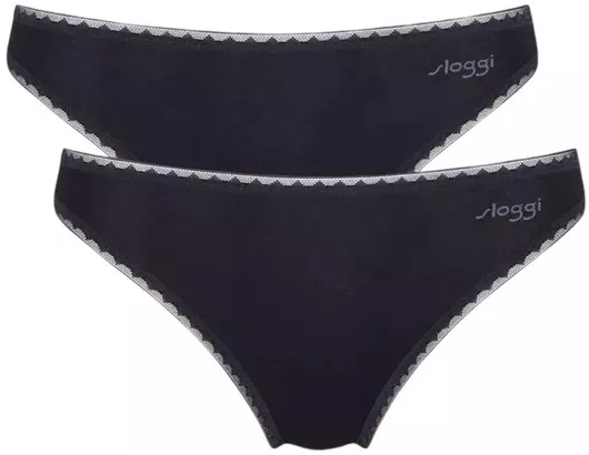 Sloggi Go Tai Βαμβακερά Γυναικεία Σλιπ 2 Τεμάχια Μαύρο
