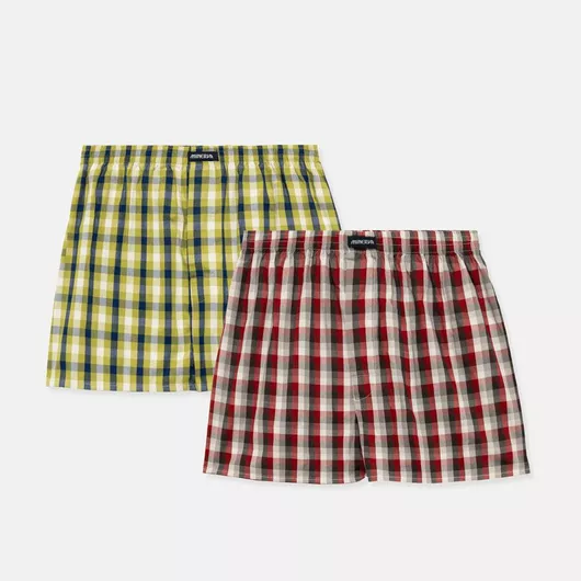 Minerva Ανδρικά Μποξεράκια Khaki/bordo Καρό 2Pack