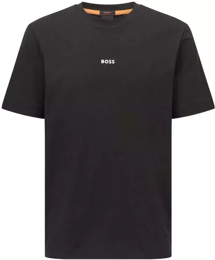 Ανδρική Μπλούζα Hugo Boss Relaxed Βαμβακερή Κοντομάνικη με Στάμπα Μαύρο