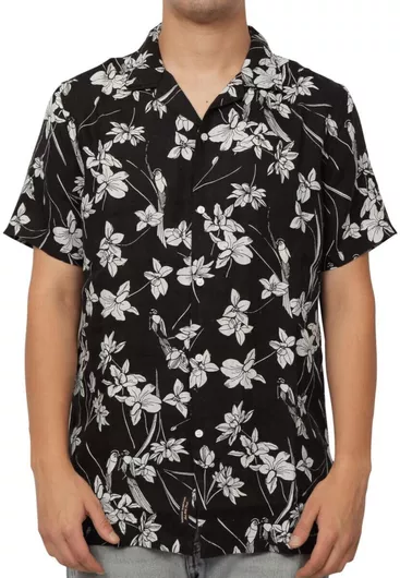 Superdry Print Κοντομάνικο Λινό Πουκάμισο Floral Μαύρο