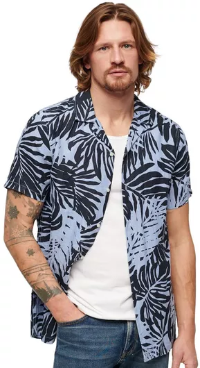 Superdry Κοντομάνικο Λινό Πουκάμισο σε Φαρδιά Γραμμή Multi