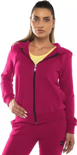 Bodymove Γυναικεία Φούτερ Ζακέτα με Κουκούλα Ροζ