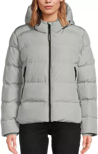 Superdry Κοντό Γυναικείο Puffer Μπουφάν για Χειμώνα Γκρι