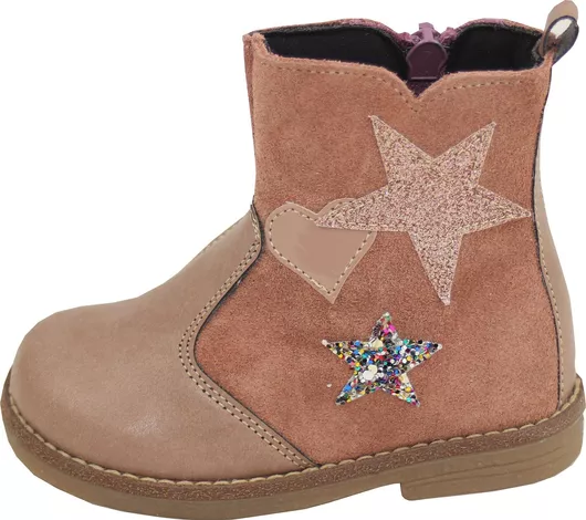 Ricco Mondo Ανατομικά Δερμάτινα Παιδικά Μποτάκια με Φερμουάρ Ροζ