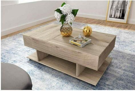 Τραπεζάκι Σαλονιού Τραπέζι Σαλονιού 6257 με 1 Ράφι Oak Arwen 117x67x43cm