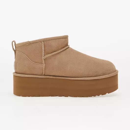 Ugg Australia Classic Ultra Mini Platform Δερμάτινα Γυναικεία Μποτάκια Μπεζ