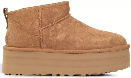 Classic Ultra Mini Platform Suede Γυναικεία Μποτάκια με Πλατφόρμα Chestnut