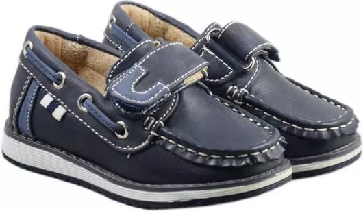 IQ Shoes Ανατομικά Παιδικά Μοκασίνια από Συνθετικό Δέρμα με Σκρατς Navy Μπλε
