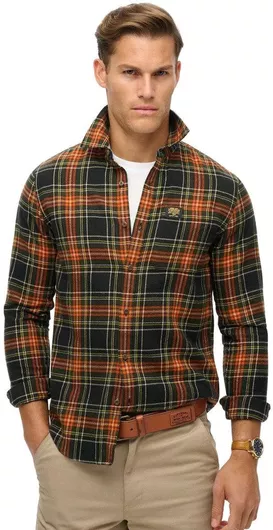 Superdry Lumberjack Μακρυμάνικo Τζιν Πουκάμισο σε Κανονική Γραμμή Καρό Black