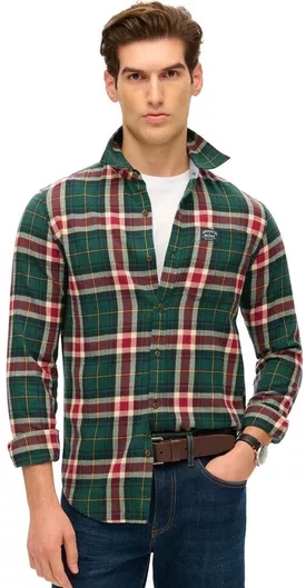Superdry Lumberjack Μακρυμάνικo Βαμβακερό Πουκάμισο σε Στενή Γραμμή Καρό Oregon Check Green