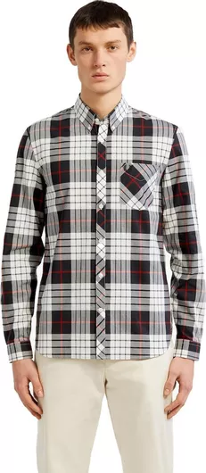 Fred Perry Μακρυμάνικo Βαμβακερό Πουκάμισο σε Κανονική Γραμμή Καρό Πολύχρωμο