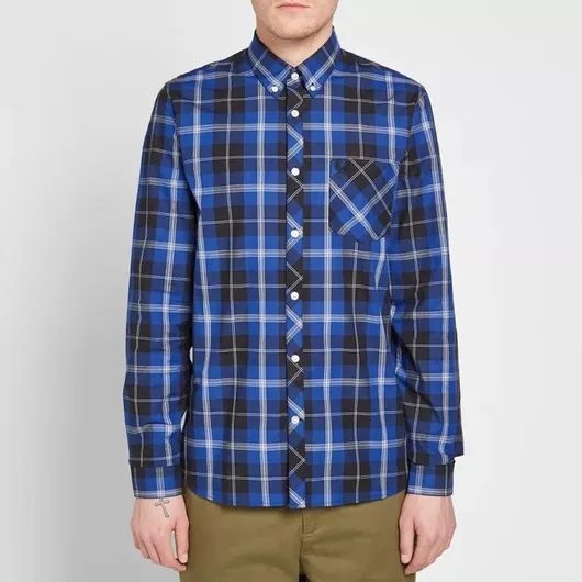 Fred Perry Μακρυμάνικo Βαμβακερό Πουκάμισο Καρό Royal