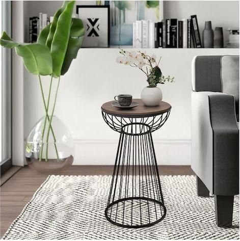 Τραπεζάκι Σαλονιού Βοηθητικό Megapap Mantare Στρογγυλό Ξύλινο Μαύρο / Καρυδί Μ35xΠ35xΥ58cm