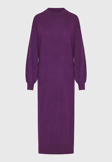 Funky Buddha Midi Φόρεμα Πλεκτό με Σκίσιμο Μοβ