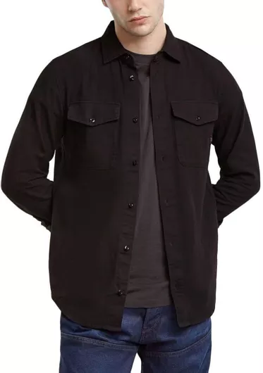 G-Star Raw Μακρυμάνικo Βαμβακερό Πουκάμισο σε Στενή Γραμμή Μαύρο