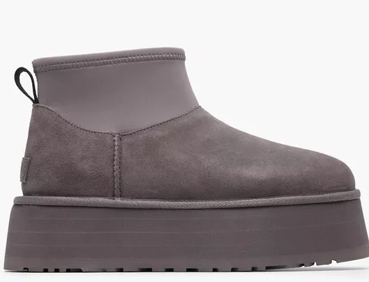 Ugg Australia Classic Mini Dipper Δερμάτινα Γυναικεία Μποτάκια Thundercloud