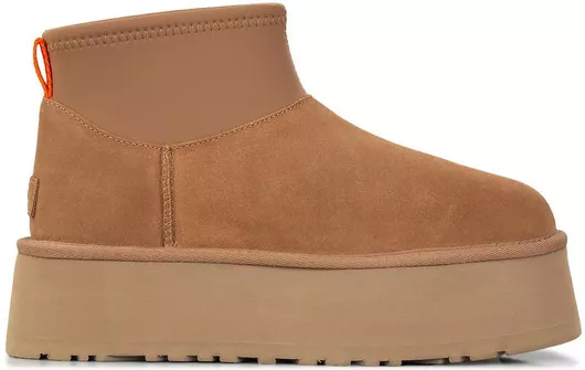 Ugg Australia Classic Mini Dipper Δερμάτινα Γυναικεία Μποτάκια Chestnut
