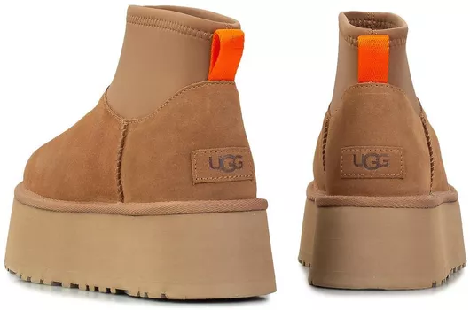Ugg Australia Classic Mini Dipper Δερμάτινα Γυναικεία Μποτάκια Chestnut