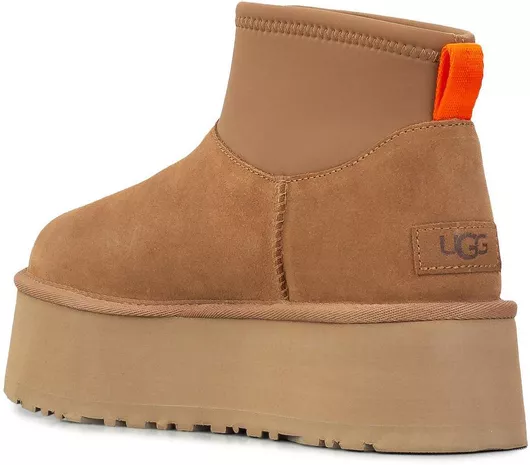 Ugg Australia Classic Mini Dipper Δερμάτινα Γυναικεία Μποτάκια Chestnut