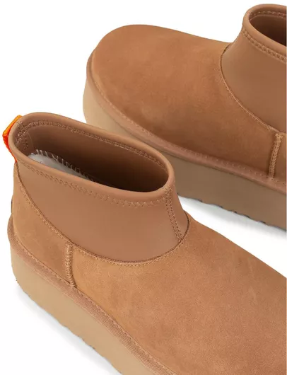 Ugg Australia Classic Mini Dipper Δερμάτινα Γυναικεία Μποτάκια Chestnut