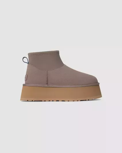 Ugg Australia Classic Mini Dipper Δερμάτινα Γυναικεία Μποτάκια Καφέ