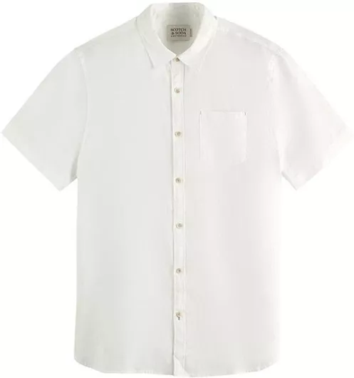 Scotch & Soda Κοντομάνικο Λινό Πουκάμισο White
